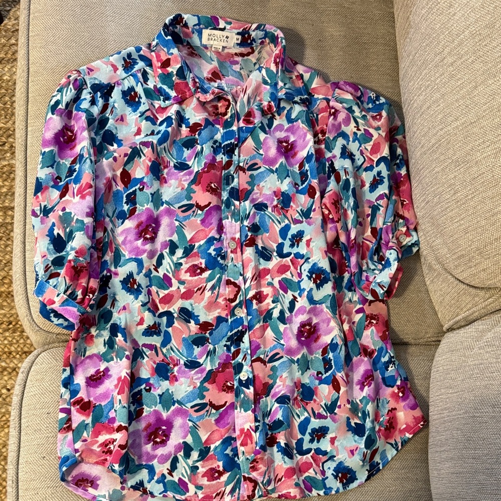 Molly Bracken Floral Button-Up Blouse